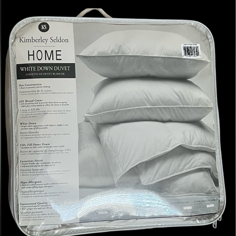 White down duvet box construction NWT